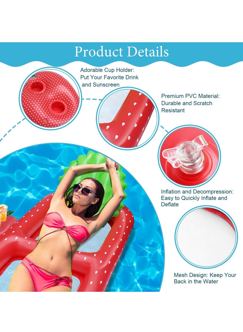Excefore Pool Inflatable Floats Adult, Giant Pineapple Inflatable Pool Floats With Cup Holder,170 CM Beach Floaties Lounge Luxury Recliner for Summer Outdoor Swimming Pool Party (Red)  - Image 3