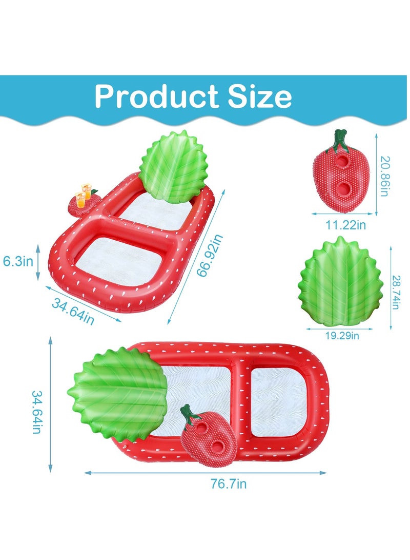 Excefore Pool Inflatable Floats Adult, Giant Pineapple Inflatable Pool Floats With Cup Holder,170 CM Beach Floaties Lounge Luxury Recliner for Summer Outdoor Swimming Pool Party (Red)  - Image 2