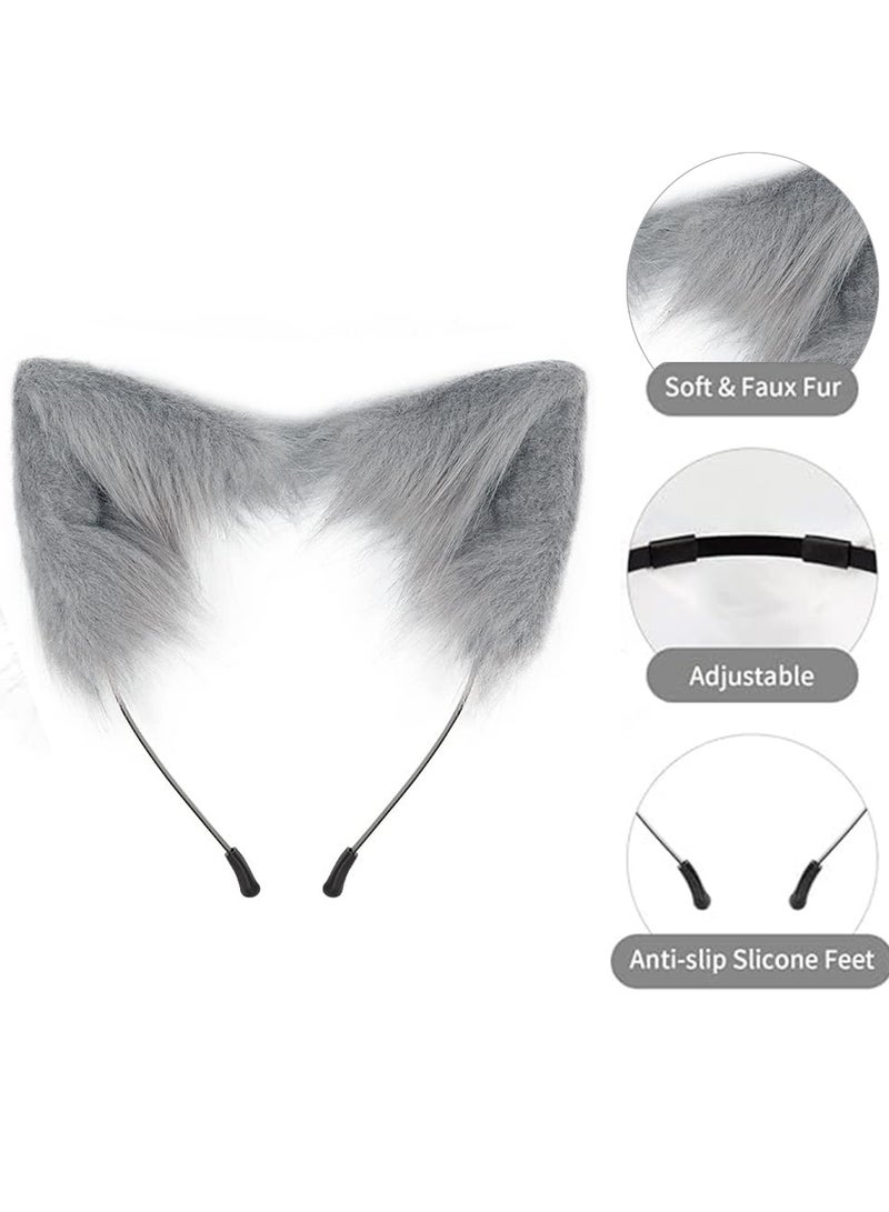 TAPIT Cosplay Faux Fur Cat Ears and Wolf Fox Tail Costume Kids Women Costume Set for Cosplay Party - Image 2