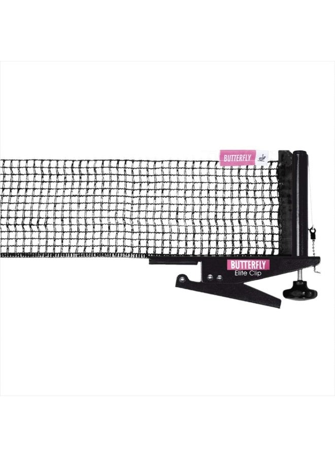 Butterfly Elite Table Tennis Table Clip Net Set – Replacement Net Set for Table Tennis Tables – Net Set Includes All The Necessary Parts to Replace an Old Net, black (ELCLNS) - Image 1