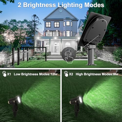 CREPOW Solar Spot Lights Outdoor, Solar Landscape Spotlights IP65 Waterproof 9.8ft Cable,Auto On/Off Outdoor Wall Lights for Garden Yard Driveway Porch Walkway Pool (6000K White) - Image 5