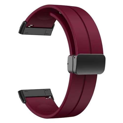 T TECLUSIVE Soft Silicone Strap Band with Magnetic Lock Compatible for Fitbit Versa 4 / Versa 3 / Sense 2 | Adjustable Silicone Rubber Band for Versa 4 3 Sense (Red) - Image 1