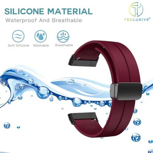 T TECLUSIVE Soft Silicone Strap Band with Magnetic Lock Compatible for Fitbit Versa 4 / Versa 3 / Sense 2 | Adjustable Silicone Rubber Band for Versa 4 3 Sense (Red) - Image 5