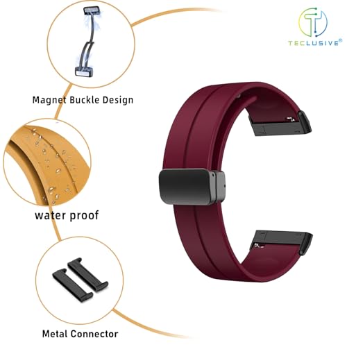 T TECLUSIVE Soft Silicone Strap Band with Magnetic Lock Compatible for Fitbit Versa 4 / Versa 3 / Sense 2 | Adjustable Silicone Rubber Band for Versa 4 3 Sense (Red) - Image 4