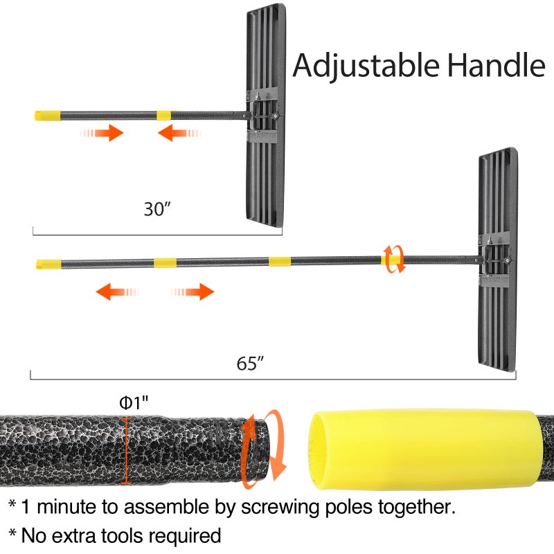 Oliynedy Lawn Leveling Rake, Heavy Duty Levelawn Tool for Garden Level Soil or Dirt Ground Surfaces Easily, 26â€ x 10â€ Ground Plate, Steel Handle Length is 65 inch - Image 4