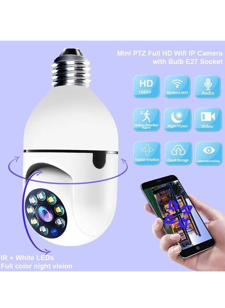 ELTRAZONE 2Pcs Light Bulb Security Camera 2.4GHz & 5G WiFi Outdoor, 1080P E27 Light Socket Security Camera, Indoor 360° Home Security Cameras, Full Color Day and Night, Smart Motion Detection  - Image 2