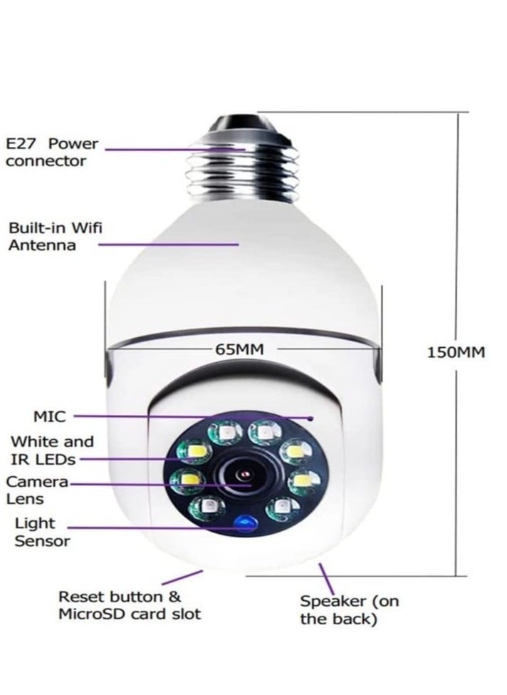 ELTRAZONE 2Pcs Light Bulb Security Camera 2.4GHz & 5G WiFi Outdoor, 1080P E27 Light Socket Security Camera, Indoor 360° Home Security Cameras, Full Color Day and Night, Smart Motion Detection  - Image 5