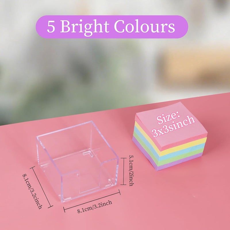 Buqoo Clear Silver Desktop Mmeo Holder Cute Acrylic Sticky Notes Dispenser 3.9×3.9 Inches Office Memo Pad Holder for Desk - Image 5