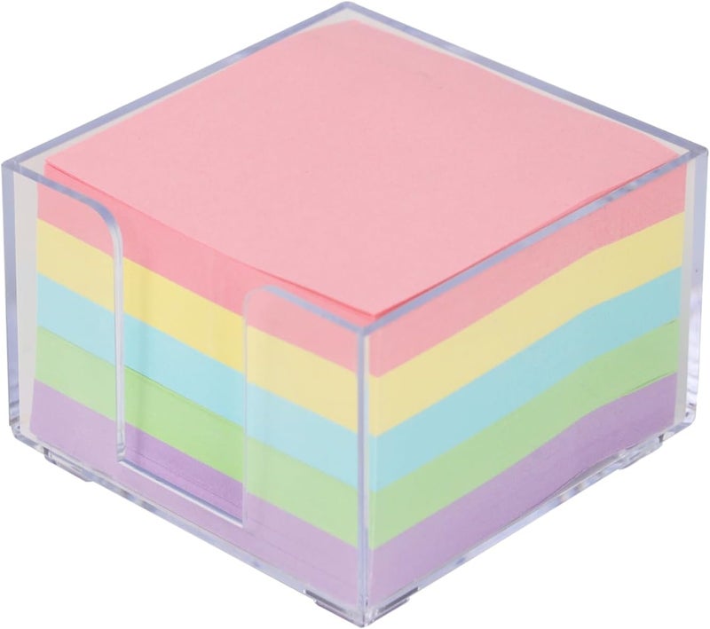 Buqoo Clear Silver Desktop Mmeo Holder Cute Acrylic Sticky Notes Dispenser 3.9×3.9 Inches Office Memo Pad Holder for Desk - Image 1
