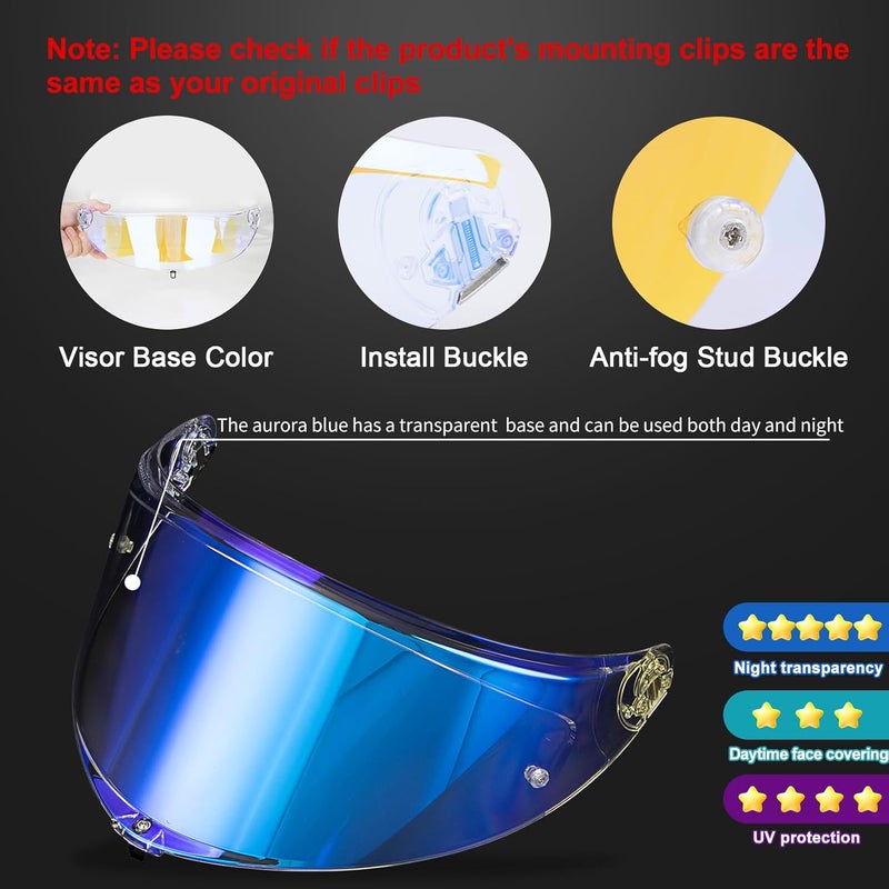 PSLER K6 K6s Helmet Visor - Transparent Blue - Image 3