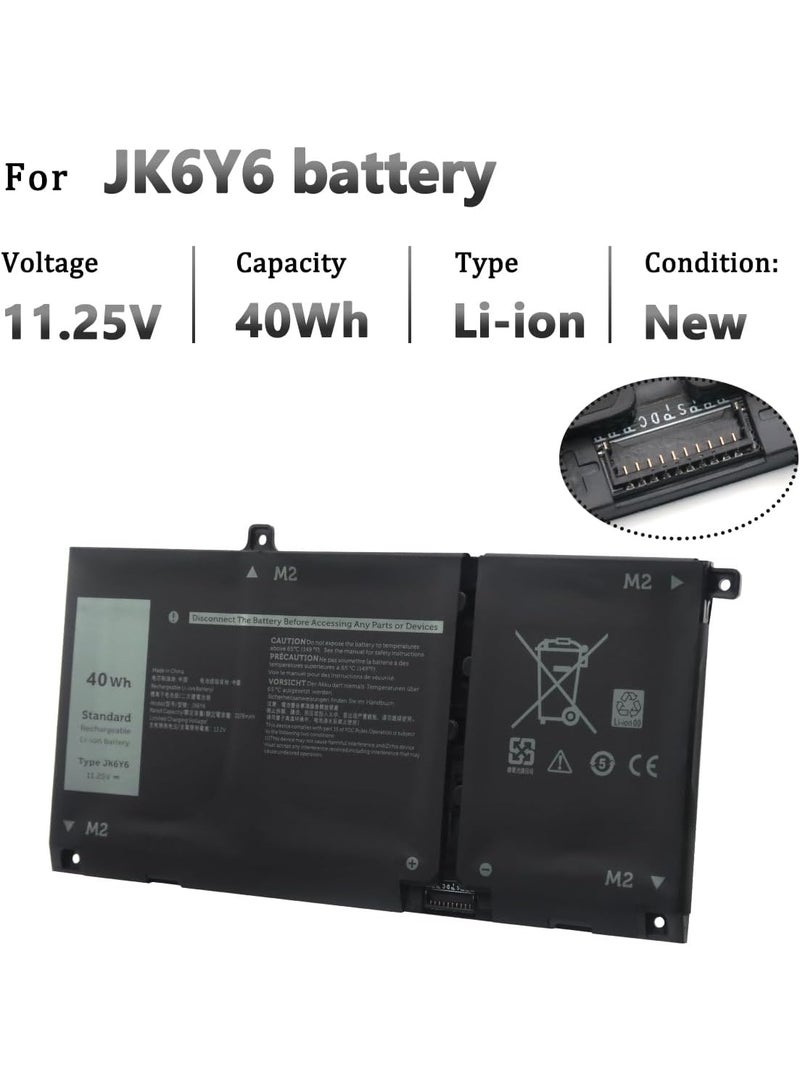 Terabyte بطارية لابتوب بديلة JK6Y6 متوافقة مع ديل لاتيتيود 3410 3510 فوسرو 5300 5401 5501 إنسبيرون 5300 5401 5408 5501 5508 5400 7405 7300 7500 2 في 1 فضي C5KGسيريس 6 CF5RH H5CKD 11.25V 40Wh 3 خلايا - Image 2