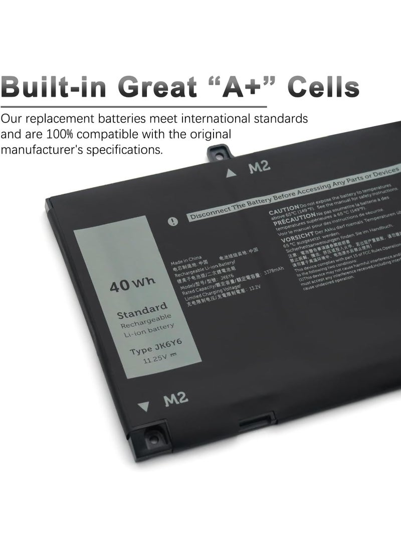 Terabyte بطارية لابتوب بديلة JK6Y6 متوافقة مع ديل لاتيتيود 3410 3510 فوسرو 5300 5401 5501 إنسبيرون 5300 5401 5408 5501 5508 5400 7405 7300 7500 2 في 1 فضي C5KGسيريس 6 CF5RH H5CKD 11.25V 40Wh 3 خلايا - Image 3