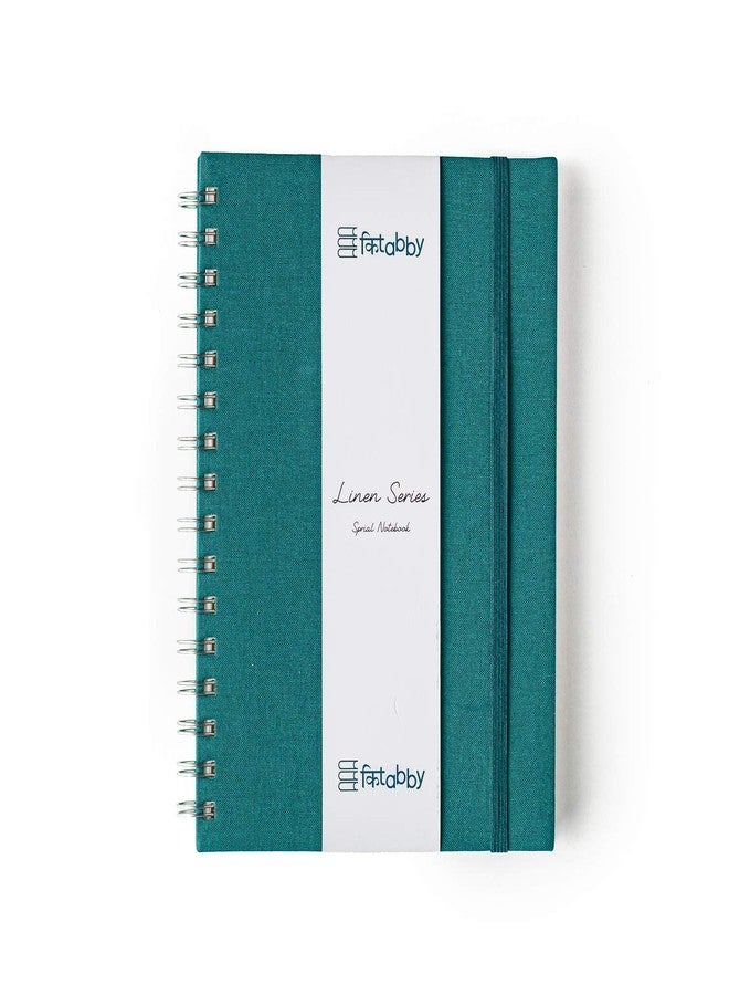 Kitabby - Linen Series - A5 Size - Wire-O-Bound Spiral Notebook with Elastic Band Closure and Back Pocket - 200 Pages - 80gsm Natural Shade Paper - Linen Fabric Cover Material - (Peacock Blue) - Image 1
