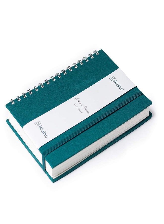Kitabby - Linen Series - A5 Size - Wire-O-Bound Spiral Notebook with Elastic Band Closure and Back Pocket - 200 Pages - 80gsm Natural Shade Paper - Linen Fabric Cover Material - (Peacock Blue) - Image 3
