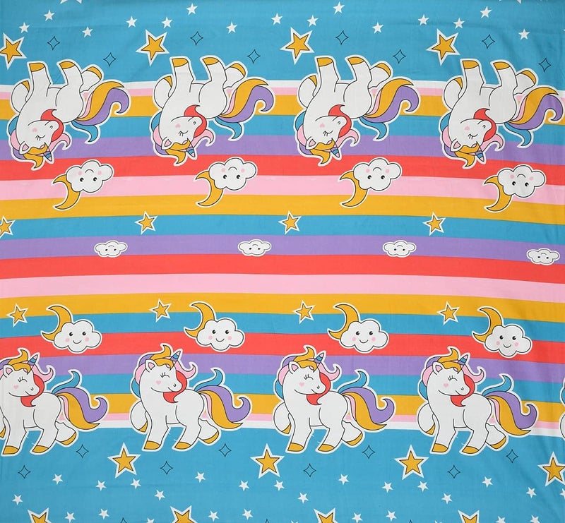 TIB The Intellect Bazaar Cotton Feel Glace Cotton Elastic Fitted King Size Double Bedsheet with 2 Pillow Covers (72” x 78” or 182x198 cm)(Unicorn Blue) - Image 4