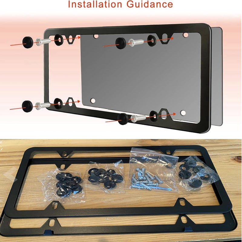 Indeed BUY License Plate Frames Black, Newest 2 Pcs 4 Holes Car Licenses Plate Covers Stainless Steel Holders Frame for Plates with Screw Caps. - Image 3