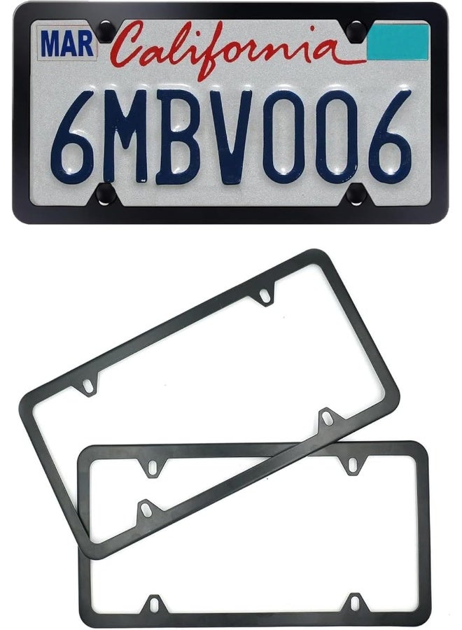 Indeed BUY License Plate Frames Black, Newest 2 Pcs 4 Holes Car Licenses Plate Covers Stainless Steel Holders Frame for Plates with Screw Caps. - Image 4