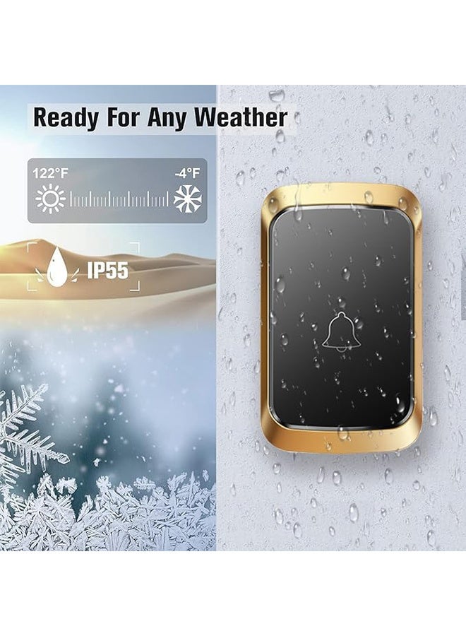 One-to-one Wireless Doorbell Kit, Strong Penetration,Barrier-free Reception, 60 Doorbell Melodies, 5-Level Volume Adjustment,Suitable for Room Door Patio Doors (Black) - Image 3