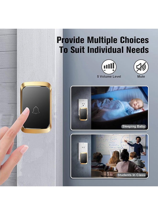 One-to-one Wireless Doorbell Kit, Strong Penetration,Barrier-free Reception, 60 Doorbell Melodies, 5-Level Volume Adjustment,Suitable for Room Door Patio Doors (Black) - Image 5