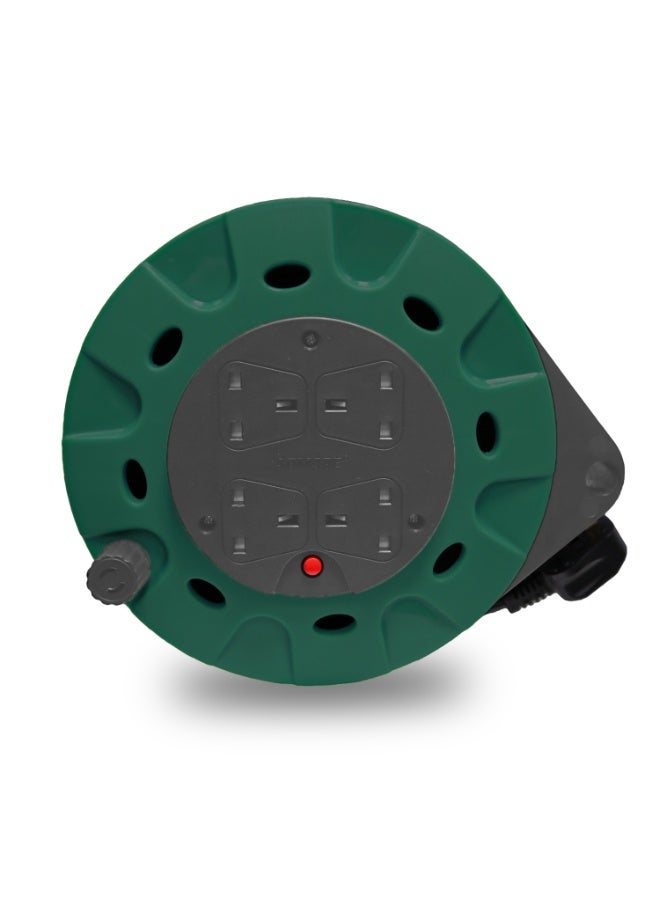 ADMORE 10 Meter Retractable Extension Reel – 4 Way Power Extension Cord Cassette – Heavy Duty 1.25mm Pure Copper Wire with Thermal Cut-Out Safety Switch – Electric Cable Winder Drum (UK Type G) - Image 1