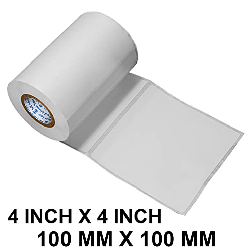 VCR 4 x 4 Direct Thermal Label Sticker - 4 x 4 inches - 100mm x 100mm - 500 Labels Per Roll - Pack of 1 Roll - White Self Adhesive Sticker for Printing Shipping or Barcoding Labels 1 inch core - Image 2