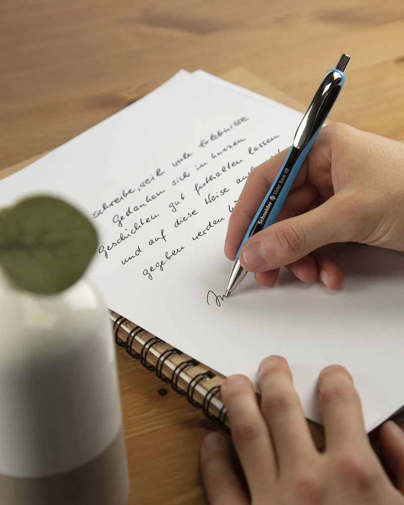 Schneider Slider Rave XB (Extra Broad) Ballpoint Pen, Refillable + Retractable, 1.4 mm, Light Blue Barrel, Black Ink, Box of 5 Pens (132501) - Image 2