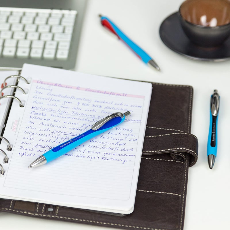 Schneider Slider Rave XB (Extra Broad) Ballpoint Pen, Refillable + Retractable, 1.4 mm, Light Blue Barrel, Black Ink, Box of 5 Pens (132501) - Image 3