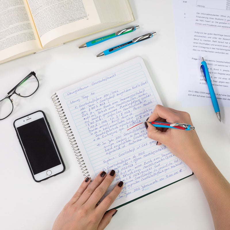 Schneider Slider Rave XB (Extra Broad) Ballpoint Pen, Refillable + Retractable, 1.4 mm, Light Blue Barrel, Black Ink, Box of 5 Pens (132501) - Image 4