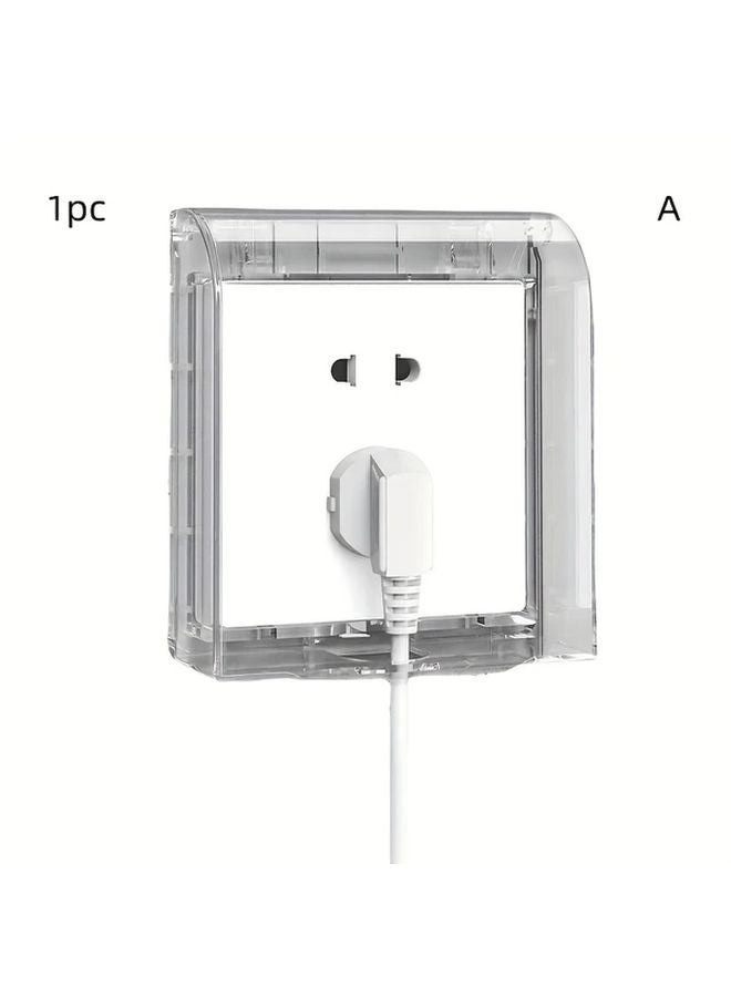 1pc White Waterproof Self Adhesive Electrical Outlet Box Cover No Drill Installation - Image 1