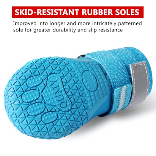 QUMY Dog Shoes for Large Dogs, Medium Dog Boots & Paw Protectors for Winter Snowy Day, Summer Hot Pavement, Water-Resistant in Rainy Weather, Outdoor Walking, Indoor Hardfloors Skid-Resistant Sole - Image 5