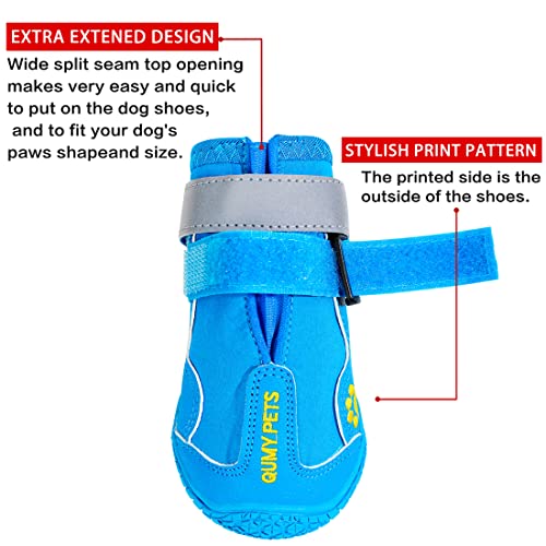 QUMY Dog Shoes for Large Dogs, Medium Dog Boots & Paw Protectors for Winter Snowy Day, Summer Hot Pavement, Water-Resistant in Rainy Weather, Outdoor Walking, Indoor Hardfloors Skid-Resistant Sole - Image 4