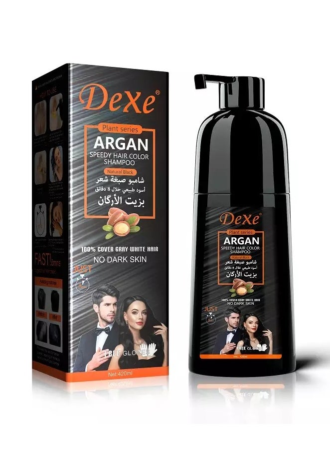 Dexe Argan Speedy Hair Color Shampoo Natural Black 420 ML 