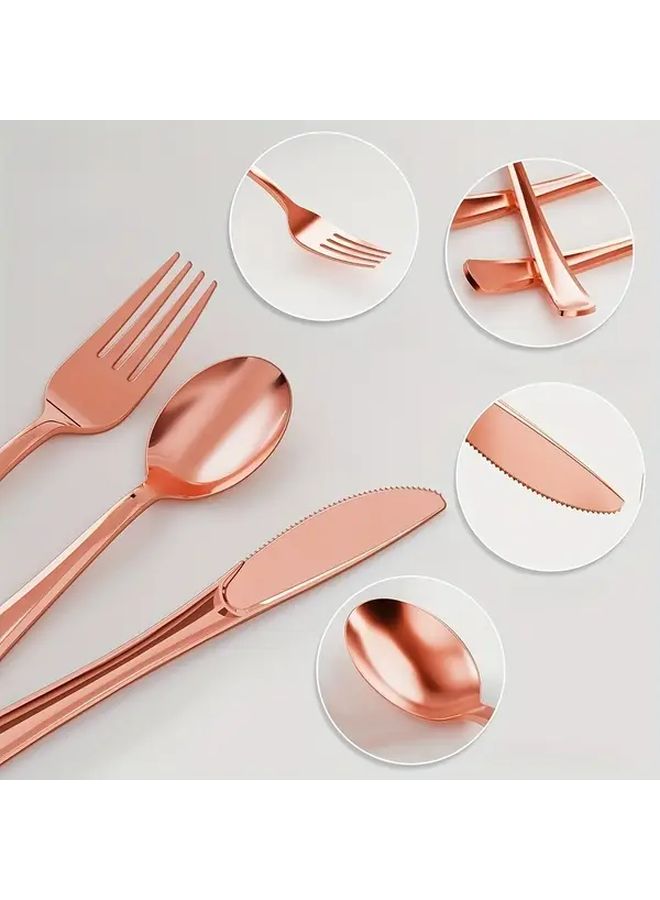 10 Pcs Plastic Spoon Set Reusable Elegant Silverware for Parties Weddings - Image 2