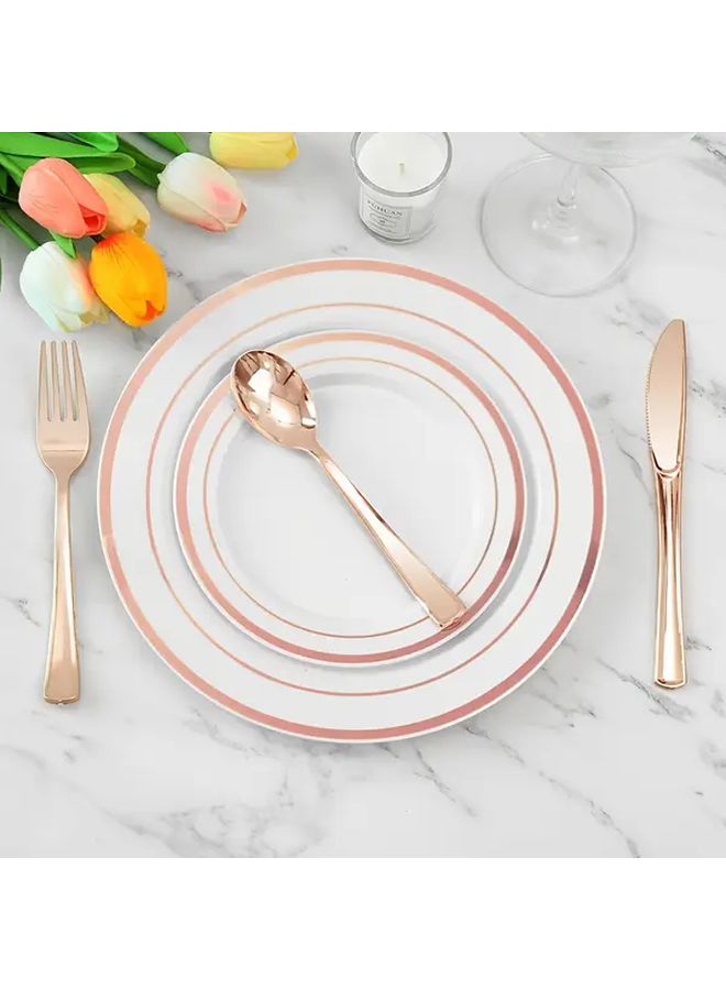 10 Pcs Plastic Spoon Set Reusable Elegant Silverware for Parties Weddings - Image 4