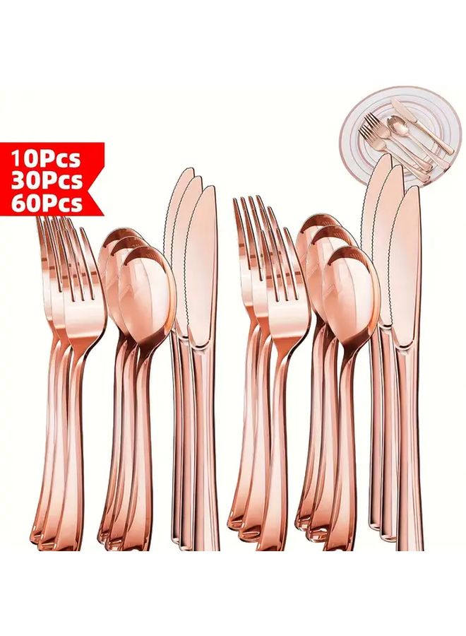 10 Pcs Plastic Spoon Set Reusable Elegant Silverware for Parties Weddings - Image 1
