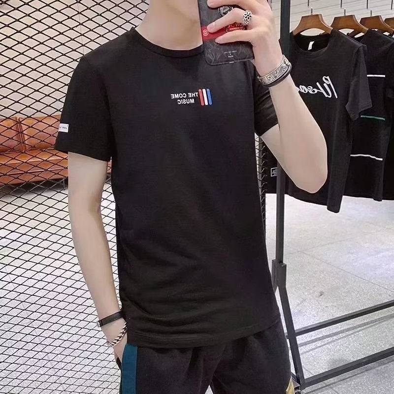 Short-sleeved men's fashion brand men's T-shirt summer T-shirt clothes 2023 new ruffian handsome fashion men's half sleeve five points - Image 3