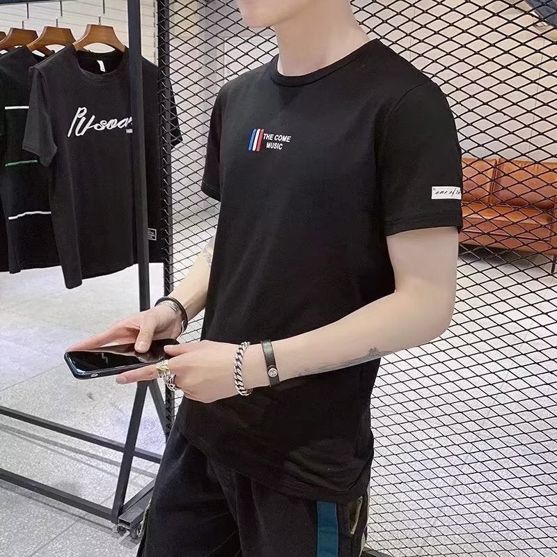 Short-sleeved men's fashion brand men's T-shirt summer T-shirt clothes 2023 new ruffian handsome fashion men's half sleeve five points - Image 5