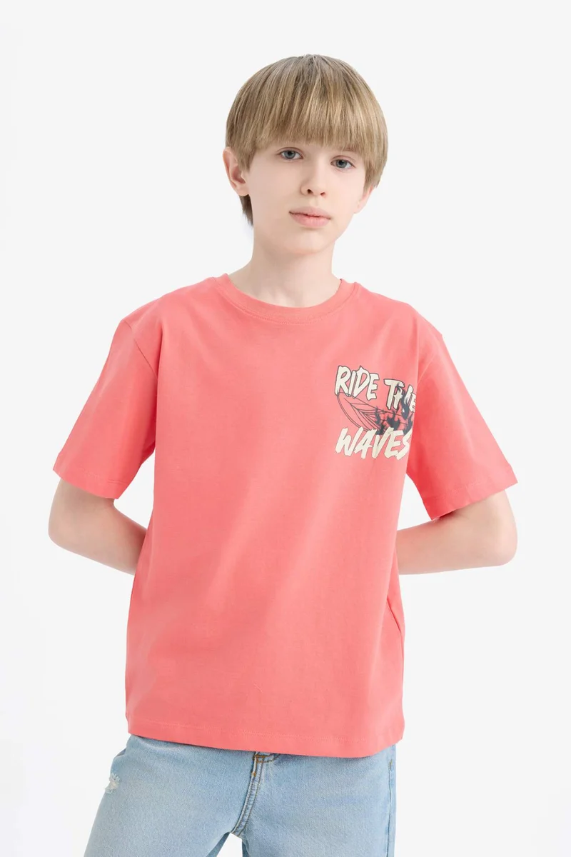 ديفاكتو Boy Regular Fit Crew Neck Printed T-Shirt