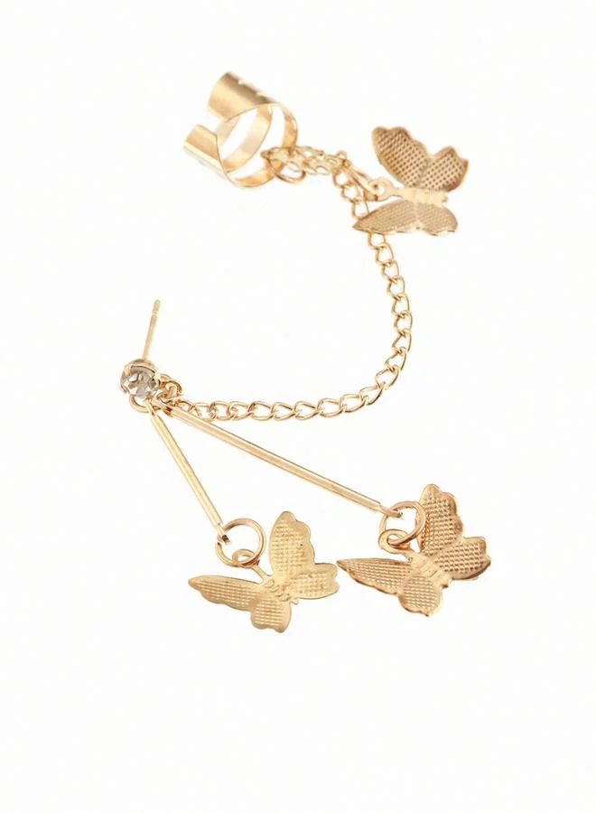 Take Two Butterfly Chain Ear Cuff and Stud Earrings