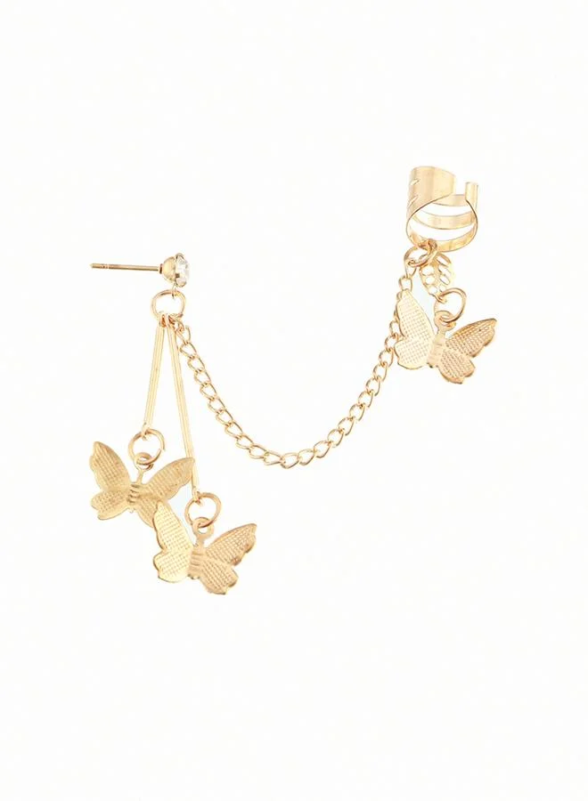 Take Two Butterfly Chain Ear Cuff and Stud Earrings