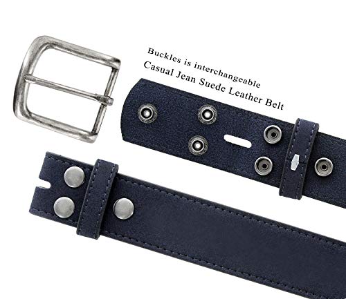 Belts.com Men's Belt Rounded Edge Heel Bar Buckle Casual Jean Suede Leather Belt 1 1/2" Wide (Navy, 36) - Image 2