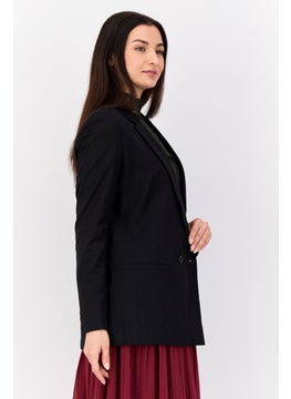 ESPRIT Women Regular Fit Solid Semi-Formal Blazer, Black  - Image 2
