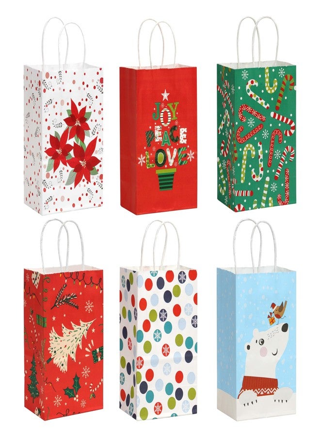 SUNCOLOR 12 Pack Small Christmas Gift Bags, 7.9 × 5.12 × 3.15 Inch, 6 Festive Designs with Handles, Paper Holiday Gift Bags for Christmas Parties, Presents and Holiday Decorations (2 of Each Design) - Image 1