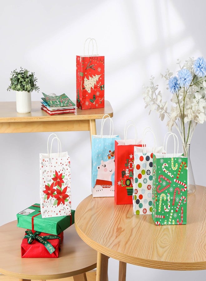 SUNCOLOR 12 Pack Small Christmas Gift Bags, 7.9 × 5.12 × 3.15 Inch, 6 Festive Designs with Handles, Paper Holiday Gift Bags for Christmas Parties, Presents and Holiday Decorations (2 of Each Design) - Image 4