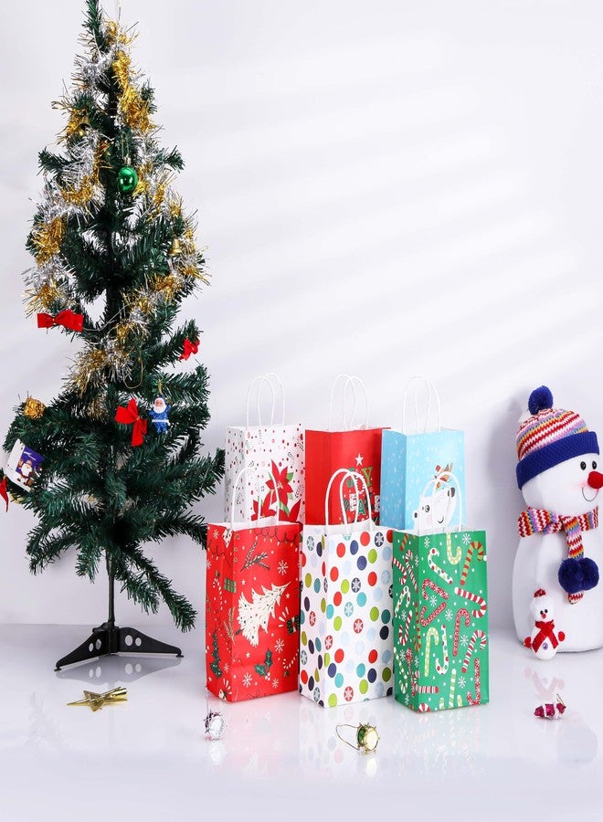 SUNCOLOR 12 Pack Small Christmas Gift Bags, 7.9 × 5.12 × 3.15 Inch, 6 Festive Designs with Handles, Paper Holiday Gift Bags for Christmas Parties, Presents and Holiday Decorations (2 of Each Design) - Image 5