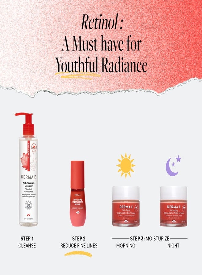 derma-e DERMA E Face Serum, Anti Aging Regenerative Retinol Serum for Face, 1 Fl Oz, Vitamin A, Bakuchiol, Glycolic Acid, Green Tea Extract, Helps Reduce Appearance of Fine Lines and Wrinkles - Image 5