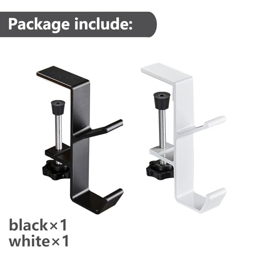 Kisoy خطاف مكتب KISOY 2PCS، خطاف حقيبة يد تحت المكتب، خطاف حقيبة للجدول، خطاف حقيبة ظهر قابل للتعديل، يمكنه تعليق الحقائب، والمظلات، وحامل سماعات الرأس (1 أبيض + 1 أسود) - Image 2