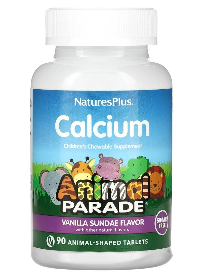 Animal Parade Calcium Children’s Chewable Supplement Vanilla Sundae Sugar Free 90 Animal-Shaped Tablets