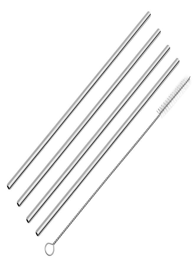 YAJNAS Stainless Steel Reusable SS 304 Food Grade Beverage Drinking Straws with Straw Cleaning Brush BPA Free Metal for Smoothies, Tumblers, Travel & More (4 Straight & 1 Cleaning Brush) - Image 1