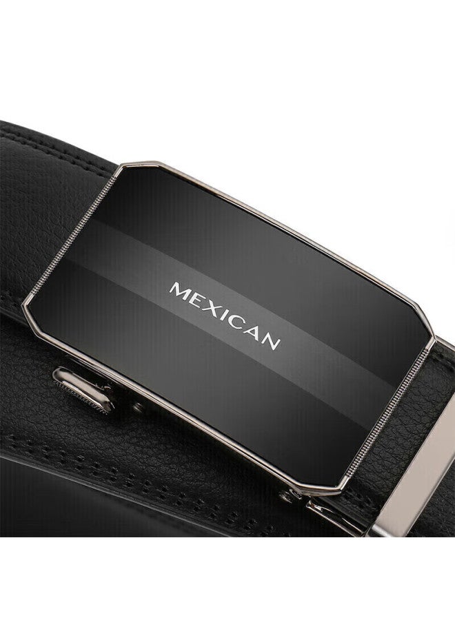 Scarecrow Men's Leather Belt With Automatic Buckle, Genuine Cowhide Business Waistband, Casual Trendy Trouser Belt, Qixi Valentine's Day Gift For Boyfriend - Image 1